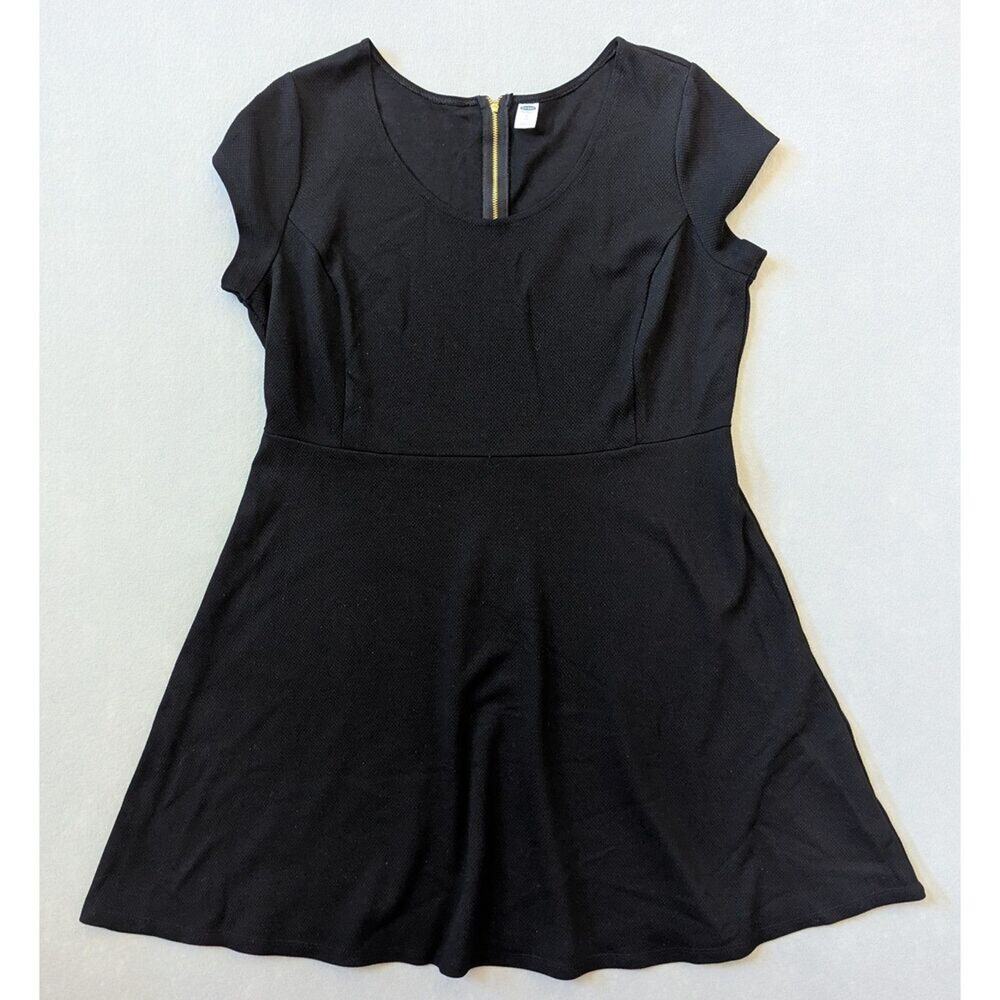 Old Navy Women's Skater Dress Black with Gold Zipper Size XL